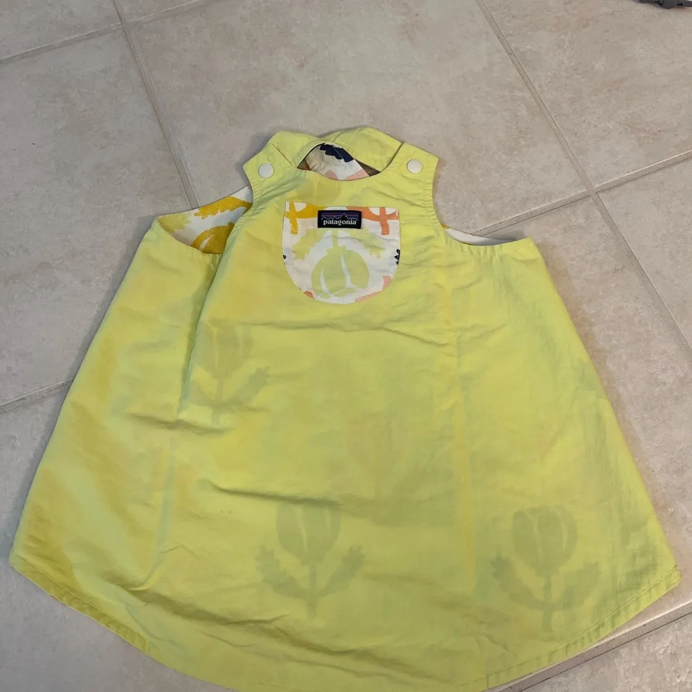 Patagonia Girls White Dress Set with Orange, Yellow, Navy Floral Print